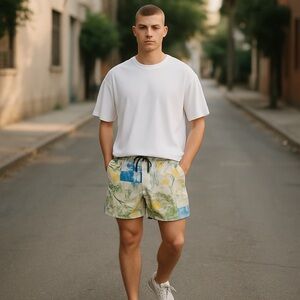 Floral Patterned Swim Trunks